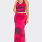 Plus Size Floral Print Midi Skirt Set