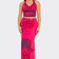 Plus Size Floral Print Midi Skirt Set