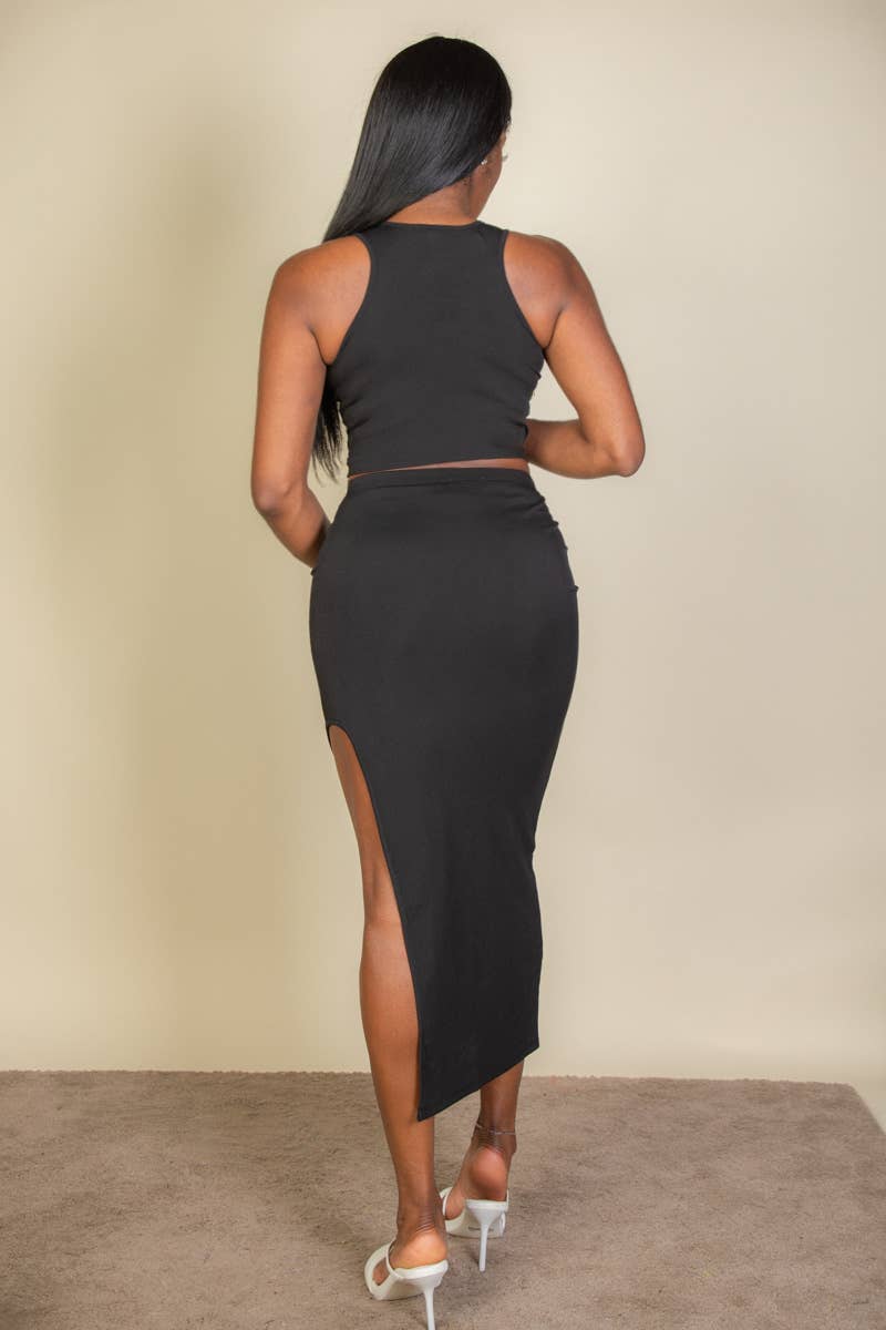 2pc Ribbed Skirt Set