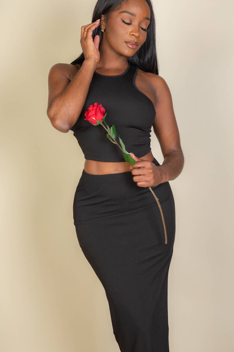 2pc Ribbed Skirt Set