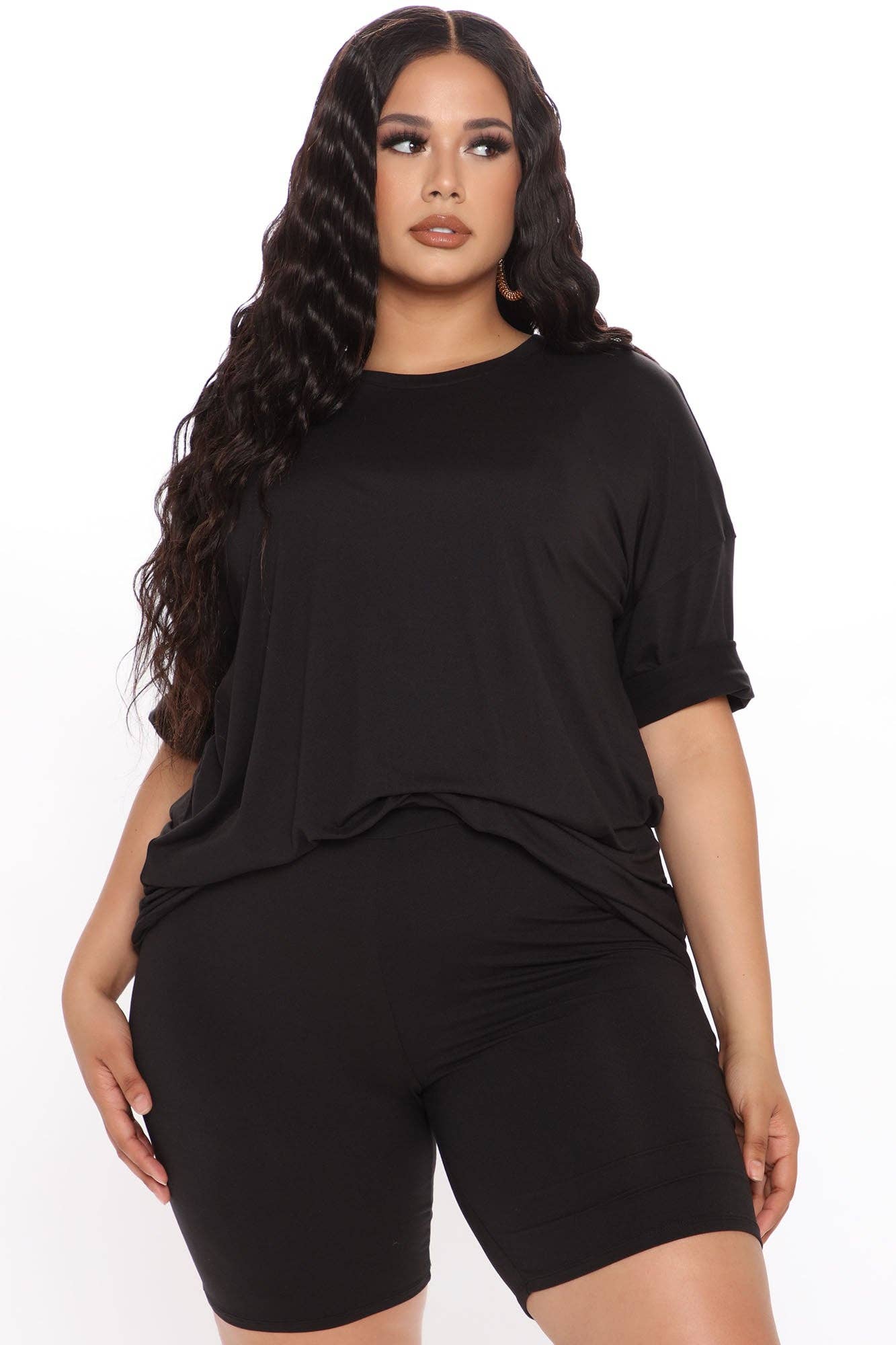 Plus Size Lose Fit Biker Shorts Set