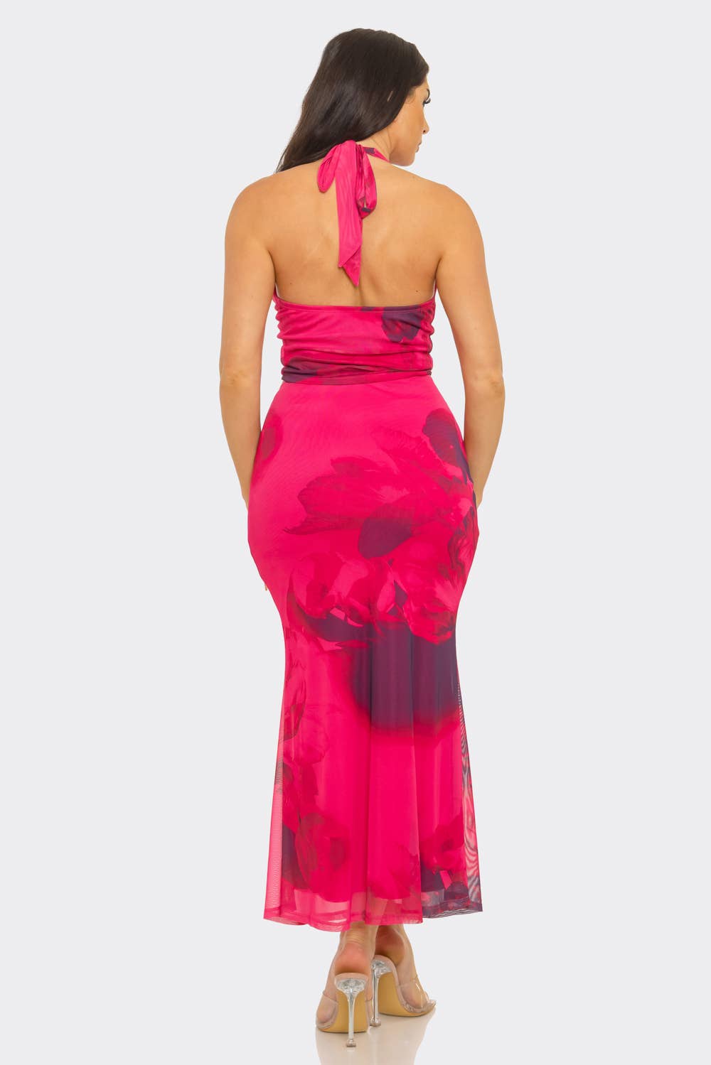 Plus Size Floral Print Midi Skirt Set