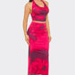 Plus Size Floral Print Midi Skirt Set