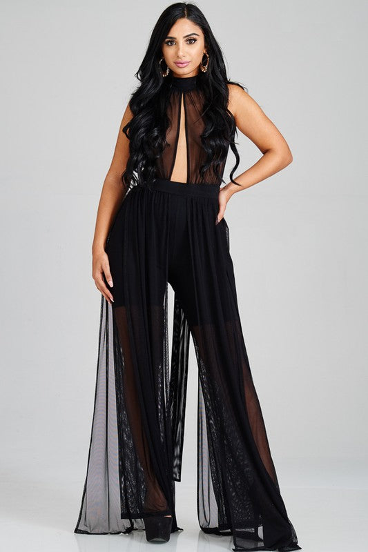 Like Glass Sheer Haulter Jumpsuit